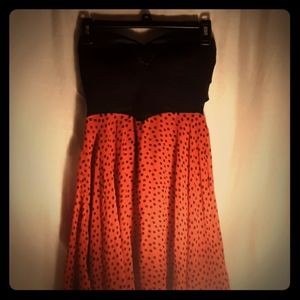 Strapless polka dot dress